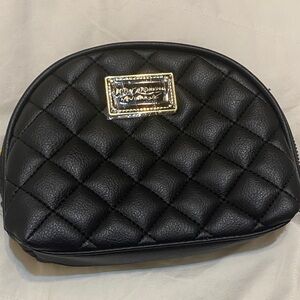 Betsey Johnson Black Quilted Women's makeup bag NWT